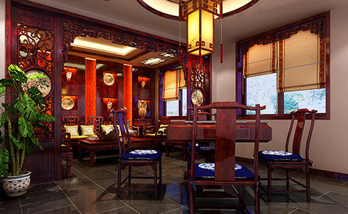 青浦古典中式风格茶楼包间设计装修效果图